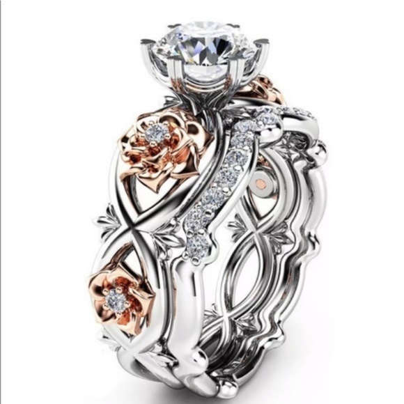 Stunning Silver & Rose Gold Bridal Set - Picture 2 of 4